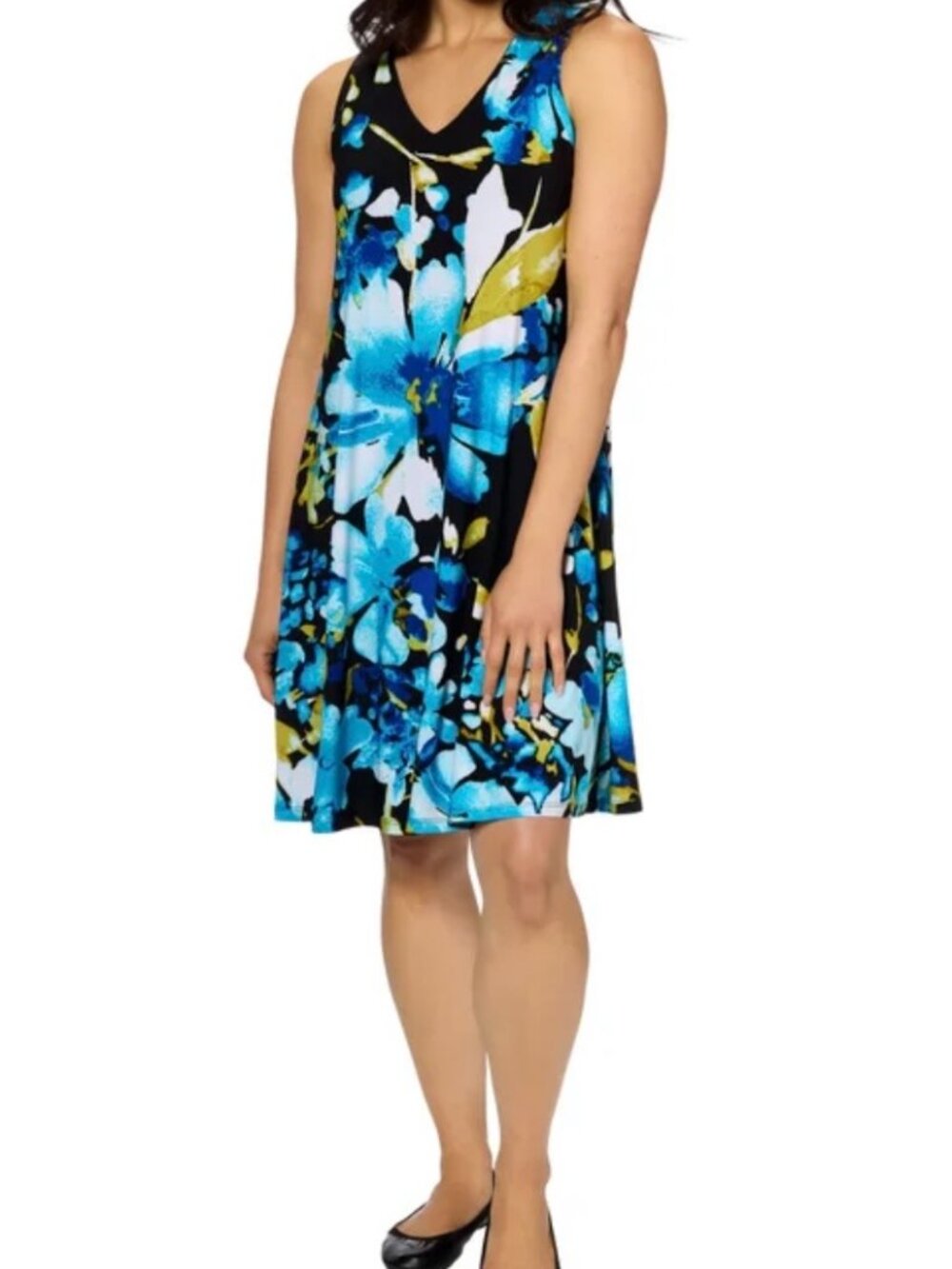 Anne Klein Women's Sleeveless Dress, Black/Blue